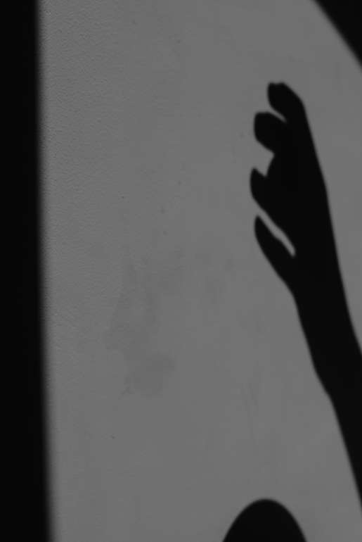 A black and white photograph of the shadow of a hand dropping tomatoes into a bowl. This photograph is minimalism, black and white photography, abstract art, still life, indoor photography. Originally clicked by Yuvan Kumar.